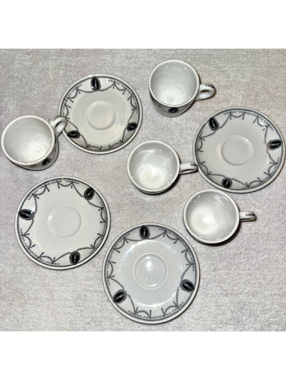 Lamberton China Demitasse Cup & Saucer Set 8 Pc Gray Swag Restaurant Ware